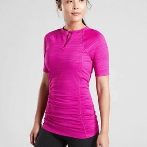 Athleta Pacifica Contoured Tee Electric Fuchsia